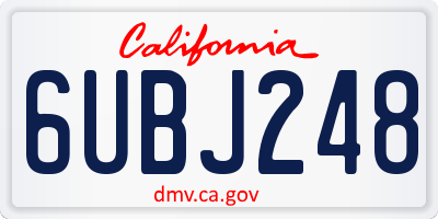 CA license plate 6UBJ248