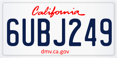 CA license plate 6UBJ249