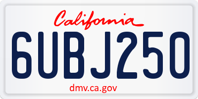 CA license plate 6UBJ250