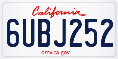 CA license plate 6UBJ252