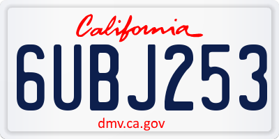 CA license plate 6UBJ253