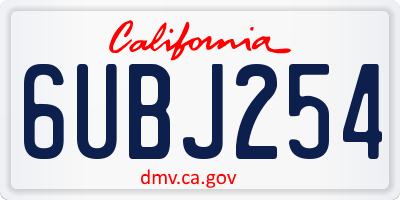 CA license plate 6UBJ254