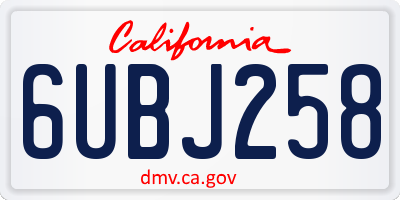 CA license plate 6UBJ258