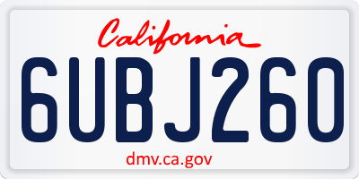 CA license plate 6UBJ260