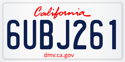 CA license plate 6UBJ261