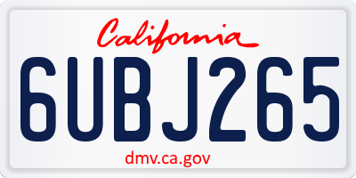 CA license plate 6UBJ265