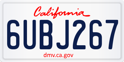 CA license plate 6UBJ267