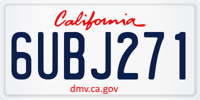 CA license plate 6UBJ271