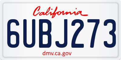 CA license plate 6UBJ273