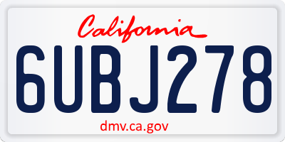 CA license plate 6UBJ278