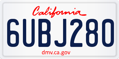 CA license plate 6UBJ280