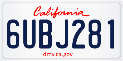 CA license plate 6UBJ281