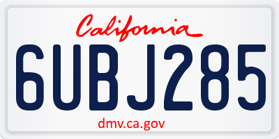 CA license plate 6UBJ285