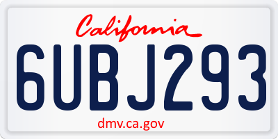 CA license plate 6UBJ293