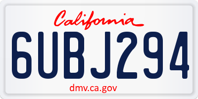 CA license plate 6UBJ294