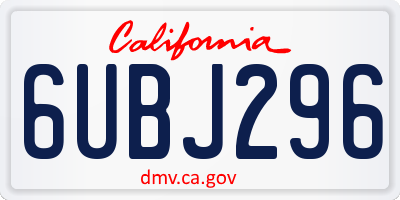 CA license plate 6UBJ296