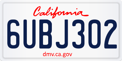 CA license plate 6UBJ302
