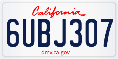 CA license plate 6UBJ307
