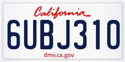 CA license plate 6UBJ310