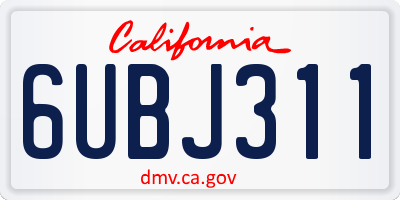 CA license plate 6UBJ311