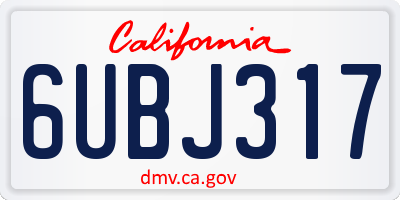 CA license plate 6UBJ317