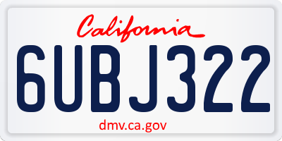 CA license plate 6UBJ322