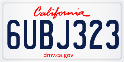 CA license plate 6UBJ323