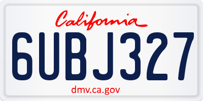 CA license plate 6UBJ327