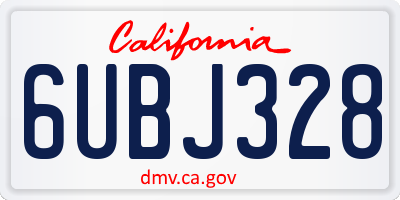 CA license plate 6UBJ328