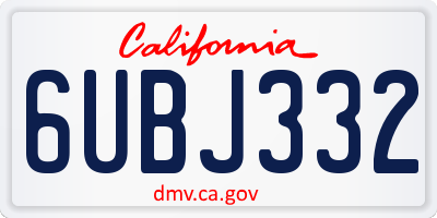 CA license plate 6UBJ332