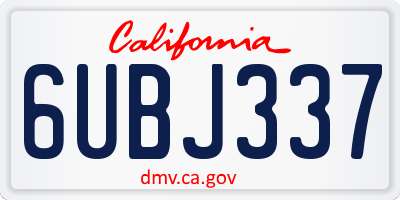 CA license plate 6UBJ337
