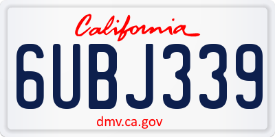 CA license plate 6UBJ339
