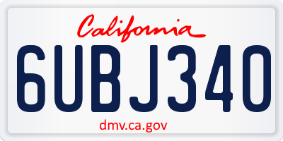CA license plate 6UBJ340