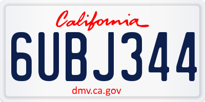 CA license plate 6UBJ344