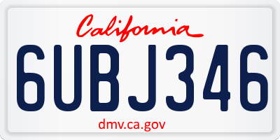 CA license plate 6UBJ346
