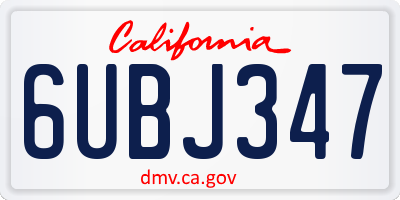 CA license plate 6UBJ347