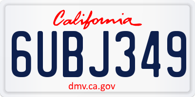 CA license plate 6UBJ349