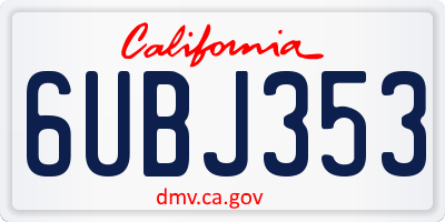 CA license plate 6UBJ353