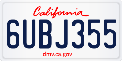 CA license plate 6UBJ355