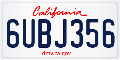 CA license plate 6UBJ356