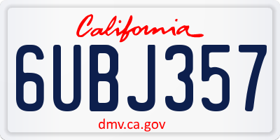 CA license plate 6UBJ357