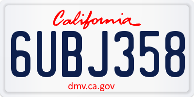 CA license plate 6UBJ358