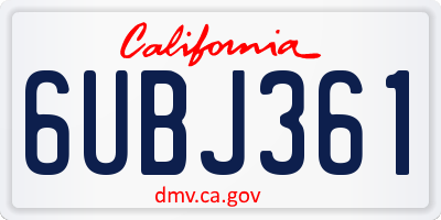 CA license plate 6UBJ361