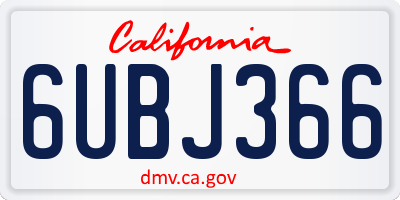 CA license plate 6UBJ366