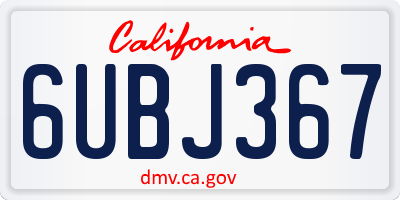 CA license plate 6UBJ367