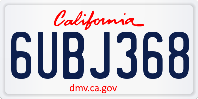 CA license plate 6UBJ368