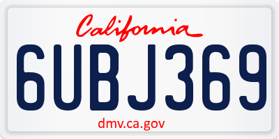 CA license plate 6UBJ369