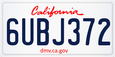 CA license plate 6UBJ372