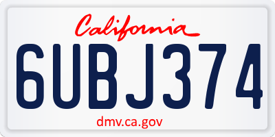 CA license plate 6UBJ374