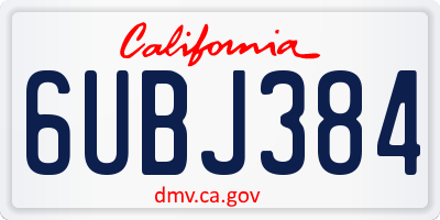 CA license plate 6UBJ384